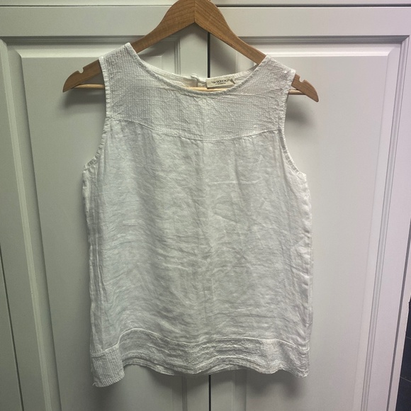 White linen sleeveless top with fine sequins detail - Picture 1 of 3